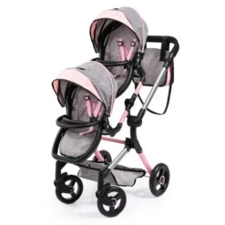 Zwillingspuppenwagen - Grau/pink Melange 9 Zwillingspuppenwagen - Grau/pink Melange -Spielzeugladen 246855 4003336262339 Bayer Zwillingspuppenwagen 01