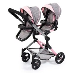 Zwillingspuppenwagen - Grau/pink Melange 7 Zwillingspuppenwagen - Grau/pink Melange -Spielzeugladen 246855 4003336262339 bayer Zwillingspuppenwagen 03