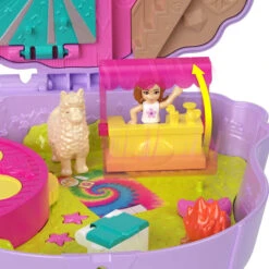 MATTEL Polly Pocket - Camp Abenteuer Lama Schatulle -Spielzeugladen 247132 194735109111 Mattel Polly Pocket Lama Camp 03