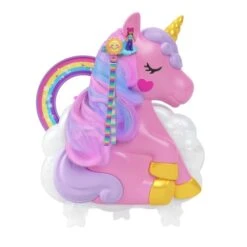 MATTEL Polly Pocket - Einhorn Haarspiel Schatulle -Spielzeugladen 247140 194735109302 Mattel Polly Pocket Schatulle Einhorn Haarspiel 04