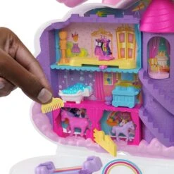 MATTEL Polly Pocket - Einhorn Haarspiel Schatulle -Spielzeugladen 247140 194735109303 Mattel Polly Pocket Einhorn Haarspiel 019