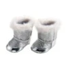 Puppen Winterstiefel Mit Fell - Größe 38-45 Cm - Silber